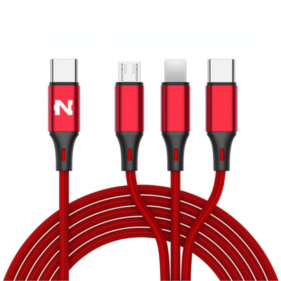 Nohon 3 az 1-ben C típusú USB kábel USB C és C típusú töltőkábel Samsung Huawei Xiaomi 3 az 1-ben Micro USBC kábelhez