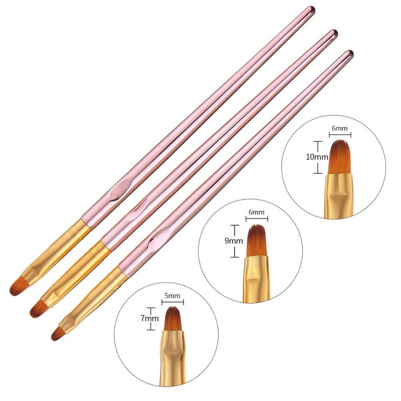 Monja 3db Nail Art fém nyél akril UV gél hosszabbító épület szirom virág festés rajz ecset manikűr eszközök