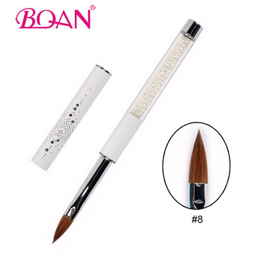 BQAN 1buc 4#6#8#10#12#14#16#18 Pensula Kolinsky Sable Pensule acrilica pentru arta unghiilor Pensula pentru arta unghiilor Pensula pentru pudra acrilica, metal roz, cristal