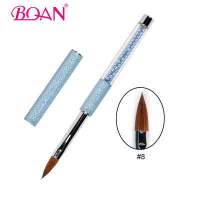 BQAN 1buc 4#6#8#10#12#14#16#18 Pensula Kolinsky Sable Pensule acrilica pentru arta unghiilor Pensula pentru arta unghiilor Pensula pentru pudra acrilica, metal roz, cristal