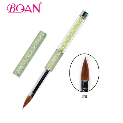 BQAN 1buc 4#6#8#10#12#14#16#18 Pensula Kolinsky Sable Pensule acrilica pentru arta unghiilor Pensula pentru arta unghiilor Pensula pentru pudra acrilica, metal roz, cristal