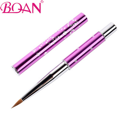BQAN 1buc 4#6#8#10#12#14#16#18 Pensula Kolinsky Sable Pensule acrilica pentru arta unghiilor Pensula pentru arta unghiilor Pensula pentru pudra acrilica, metal roz, cristal