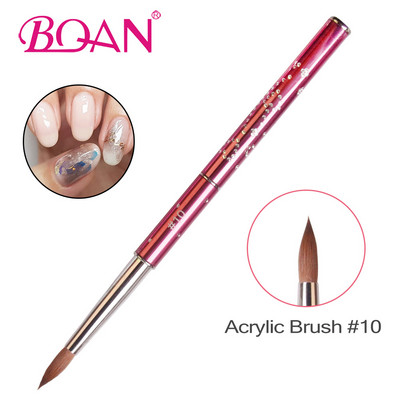 BQAN 1buc 4#6#8#10#12#14#16#18 Pensula Kolinsky Sable Pensule acrilica pentru arta unghiilor Pensula pentru arta unghiilor Pensula pentru pudra acrilica, metal roz, cristal