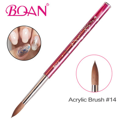 BQAN 1buc 4#6#8#10#12#14#16#18 Pensula Kolinsky Sable Pensule acrilica pentru arta unghiilor Pensula pentru arta unghiilor Pensula pentru pudra acrilica, metal roz, cristal