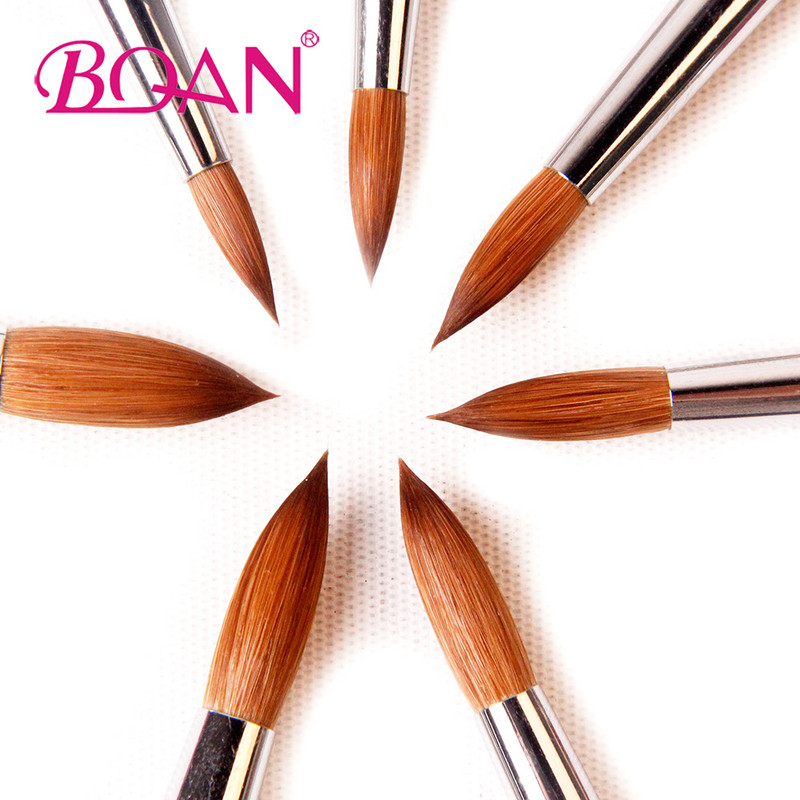 BQAN 1buc 4#6#8#10#12#14#16#18 Pensula Kolinsky Sable Pensule acrilica pentru arta unghiilor Pensula pentru arta unghiilor Pensula pentru pudra acrilica, metal roz, cristal