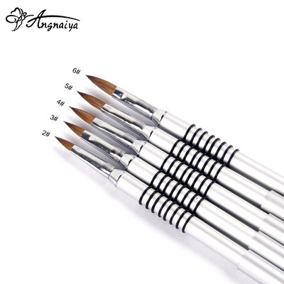 ANGNYA Új 1db 2#3#4#5#6# 100% Kolinsky Hair Nail Art ecset faragó púder gél körömkefe fém kézi manikűr eszközök