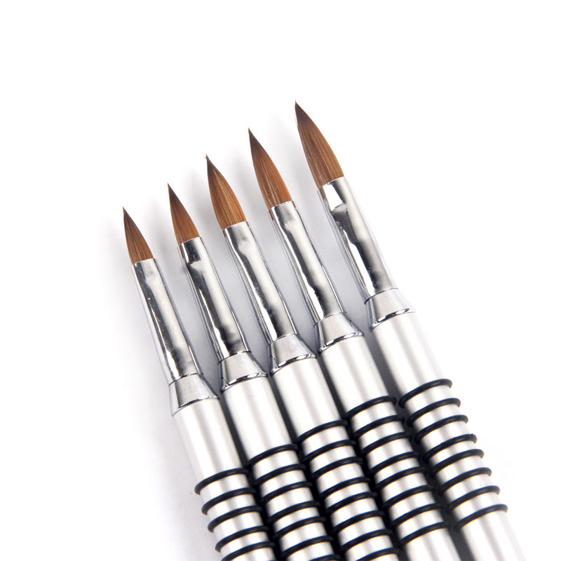 ANGNYA Új 1db 2#3#4#5#6# 100% Kolinsky Hair Nail Art ecset faragó púder gél körömkefe fém kézi manikűr eszközök