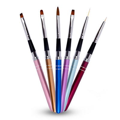 6 db Nail Art Gel Brush UV Gel Festés Rajz Manikűr Ecsetek Eszköz