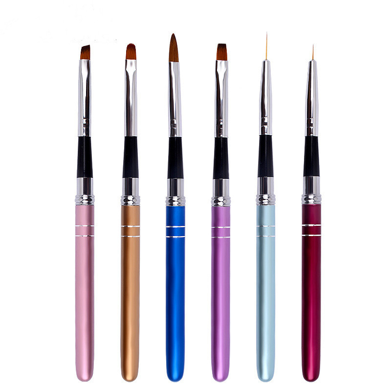 6 db Nail Art Gel Brush UV Gel Festés Rajz Manikűr Ecsetek Eszköz