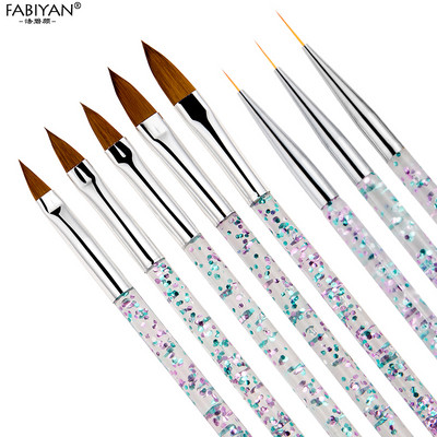 8Pcs/Set Nail Art Liner Kist za slikanje Kristalni akrilni kist za UV gel Pruge Cvjetne slike Rezbarenje Olovka za crtanje Alati za manikuru