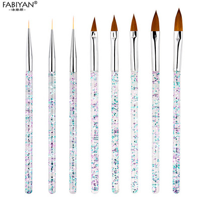 8db/szett Nail Art Liner festő ecset Kristály akril UV gél ecset csík virág festés faragás rajztoll manikűr eszközök