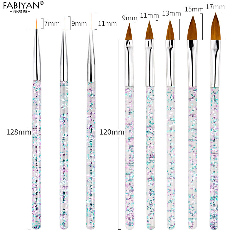 8db/szett Nail Art Liner festő ecset Kristály akril UV gél ecset csík virág festés faragás rajztoll manikűr eszközök