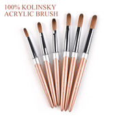 100% tisztaságú Kolinsky akril körömkefe Rose Gold nyél Kolinsky Sable toll UV körömgél festéshez Carving Nail Art Tool 6#-16#