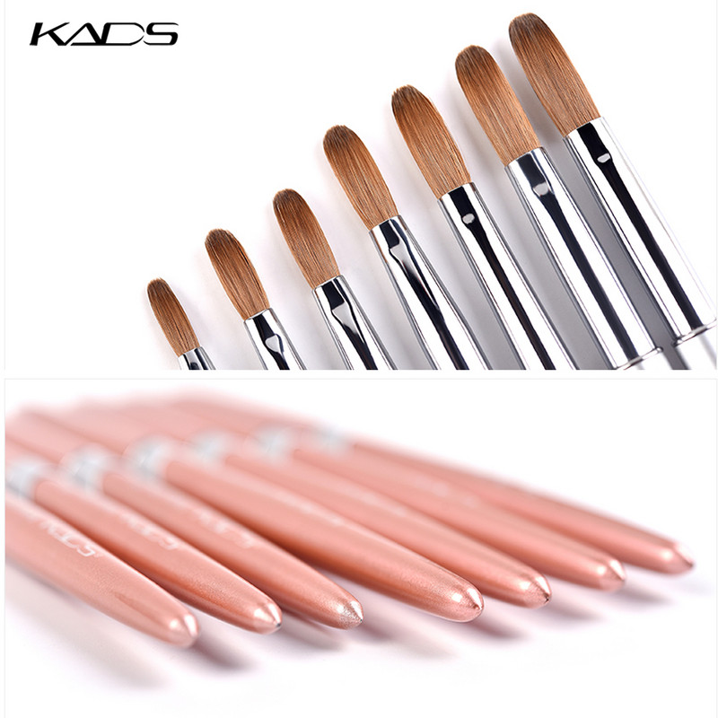 100% tisztaságú Kolinsky akril körömkefe Rose Gold nyél Kolinsky Sable toll UV körömgél festéshez Carving Nail Art Tool 6#-16#