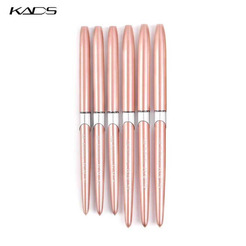 100% tisztaságú Kolinsky akril körömkefe Rose Gold nyél Kolinsky Sable toll UV körömgél festéshez Carving Nail Art Tool 6#-16#