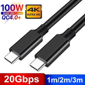Cablu USB3.2 20Gbps Cablu USB C 4K@60Hz Video PD100W pentru Macbook Switch Thunderbolt 3/4 Cablu USB tip C compatibil cu încărcare rapidă