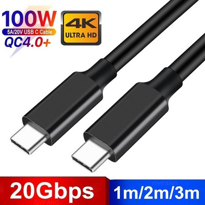 Cablu USB3.2 20Gbps Cablu USB C 4K@60Hz Video PD100W pentru Macbook Switch Thunderbolt 3/4 Cablu USB tip C compatibil cu încărcare rapidă