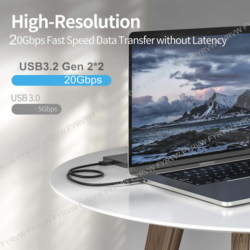 Cablu USB3.2 20Gbps Cablu USB C 4K@60Hz Video PD100W pentru Macbook Switch Thunderbolt 3/4 Cablu USB tip C compatibil cu încărcare rapidă