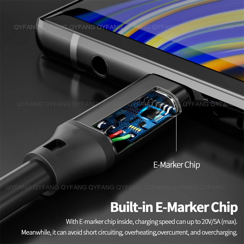 Cablu USB3.2 20Gbps Cablu USB C 4K@60Hz Video PD100W pentru Macbook Switch Thunderbolt 3/4 Cablu USB tip C compatibil cu încărcare rapidă