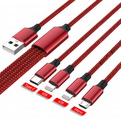 1.3m 4u1 USB kabel za iPhone 14 Pro Max punjač 3u1 mikro/Tip C/8Pin kabel 3A kabel za brzo punjenje za Huawei Samsung Xiaomi