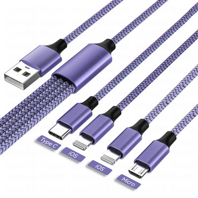 1.3m 4u1 USB kabel za iPhone 14 Pro Max punjač 3u1 mikro/Tip C/8Pin kabel 3A kabel za brzo punjenje za Huawei Samsung Xiaomi