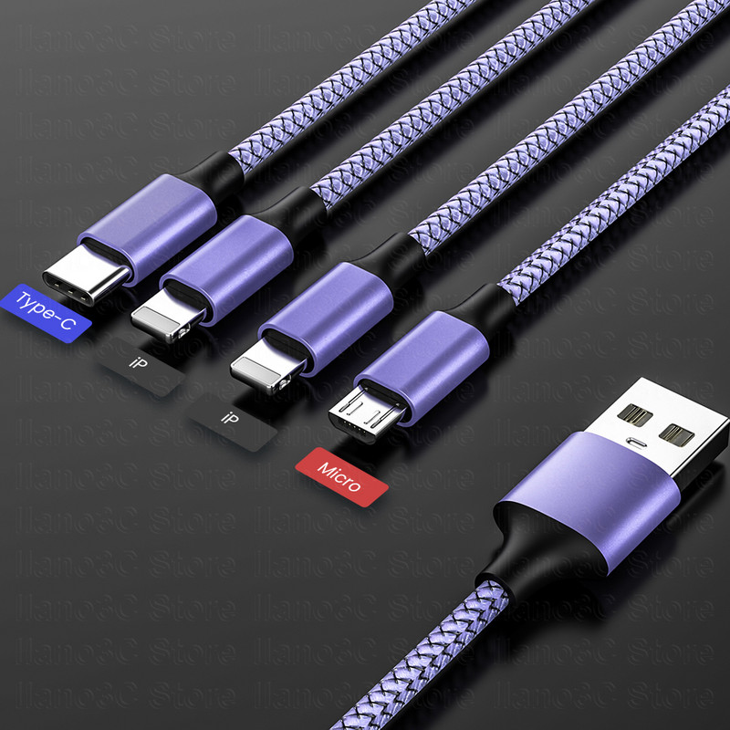 1.3m 4u1 USB kabel za iPhone 14 Pro Max punjač 3u1 mikro/Tip C/8Pin kabel 3A kabel za brzo punjenje za Huawei Samsung Xiaomi