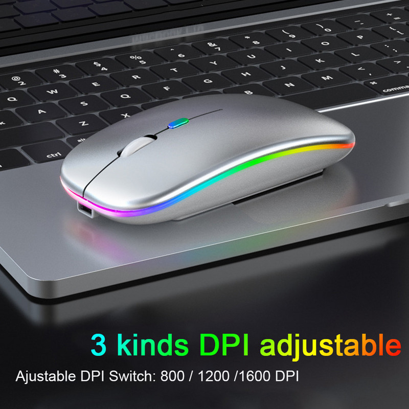 Újratölthető vezeték nélküli egér számítógép Bluetooth egér Ergonomikus USB egér Csendes Mause háttérvilágítással RGB egerek Laptop PC-hez ipad