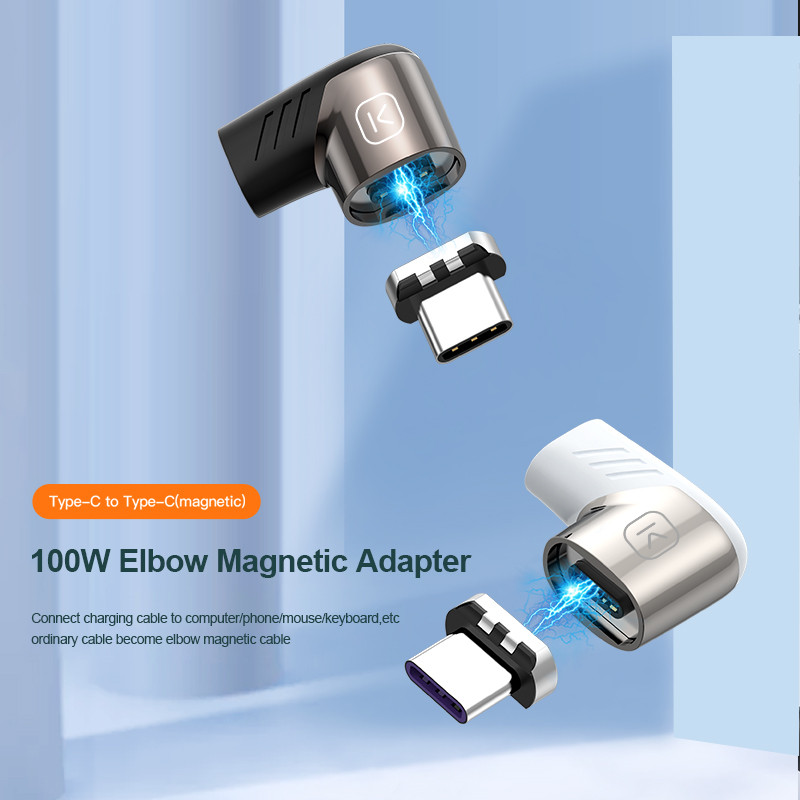 KUULAA 100 W mágneses USB Type C adapter MacBook Pro Elbow USB Type C töltőcsatlakozó Huawei mágneses USB-C adapterhez