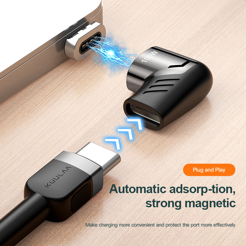 KUULAA 100 W mágneses USB Type C adapter MacBook Pro Elbow USB Type C töltőcsatlakozó Huawei mágneses USB-C adapterhez