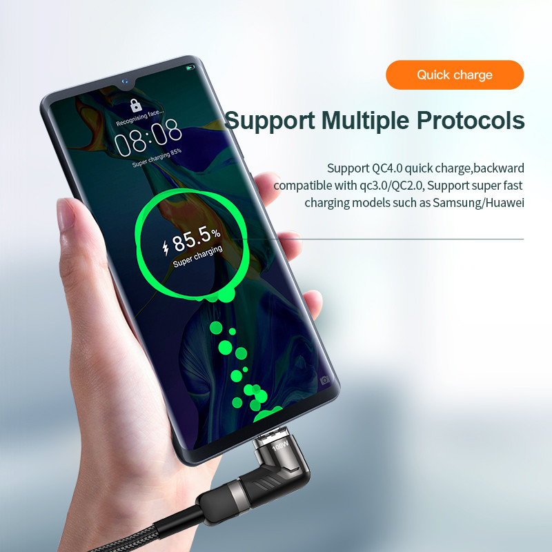 KUULAA 100 W mágneses USB Type C adapter MacBook Pro Elbow USB Type C töltőcsatlakozó Huawei mágneses USB-C adapterhez