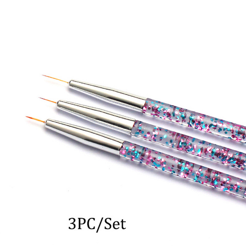 3db/készlet Nail Art Liner Rajz Toll Ecset Barkácsolás UV Gél Rács Vonal Csíkok Festőtoll Akril ecset nyél manikűr eszközök