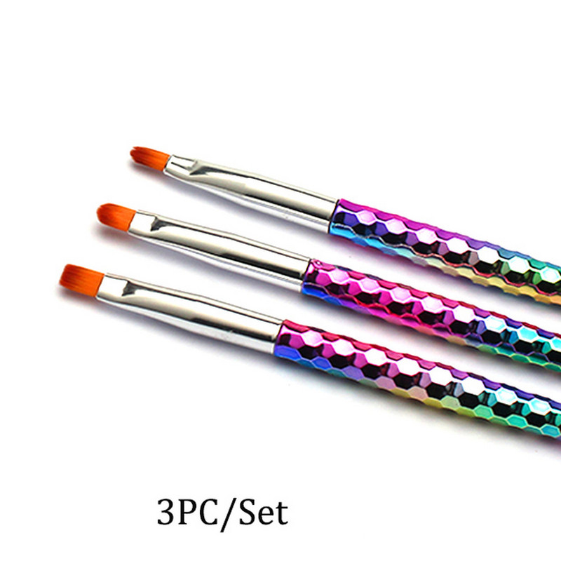 3db/készlet Nail Art Liner Rajz Toll Ecset Barkácsolás UV Gél Rács Vonal Csíkok Festőtoll Akril ecset nyél manikűr eszközök