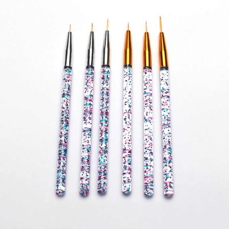 3db/készlet Nail Art Liner Rajz Toll Ecset Barkácsolás UV Gél Rács Vonal Csíkok Festőtoll Akril ecset nyél manikűr eszközök