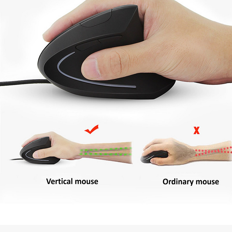 Vezetékes jobb oldali függőleges RGB egér Ergonomikus játék egér 800 1200 1600 3200 DPI USB optikai csukló egészséges mause PC számítógéphez