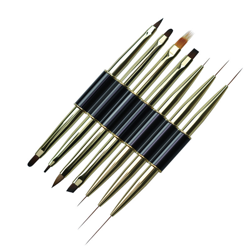 Dual End Nail Art Stripes Lines Liner DIY Festőecset Folyékony Púder Akril UV GEL Extension Builder Francia rajztoll