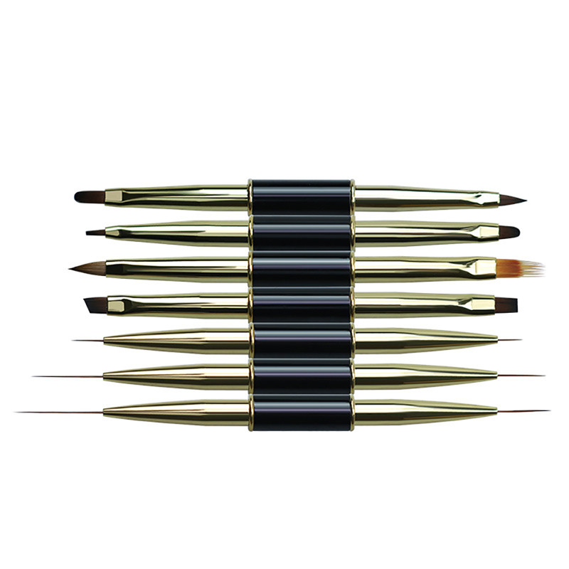 Dual End Nail Art Stripes Lines Liner DIY Festőecset Folyékony Púder Akril UV GEL Extension Builder Francia rajztoll