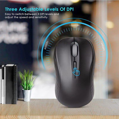 2.4G belaidė pelė Netriukšminga pelė su USB imtuvu – nešiojamos kompiuterio pelės, skirtos asmeniniam kompiuteriui, planšetiniam kompiuteriui, nešiojamajam kompiuteriui su „Windows“ sistema