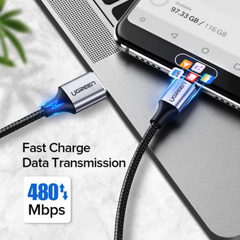 UGREEN USB C към USB A кабел USB-C зарядно устройство Тип C Кабел за данни за бързо зареждане за Samsung Galaxy S9 Huawei P30 USB кабел за бързо зареждане