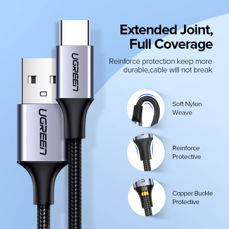 UGREEN USB C - USB A kábel USB-C töltő C típusú gyorstöltő adatkábel Samsung Galaxy S9 Huawei P30 gyorstöltő USB kábelhez