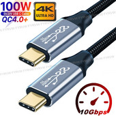 Kábel USB 3.1 Gen2 10 Gbps, Thunderbolt 3 4K Video 10 Gbps pre Macbook Pro 5A PD100W QC4.0 s rýchlym nabíjaním, kábel USB typu C