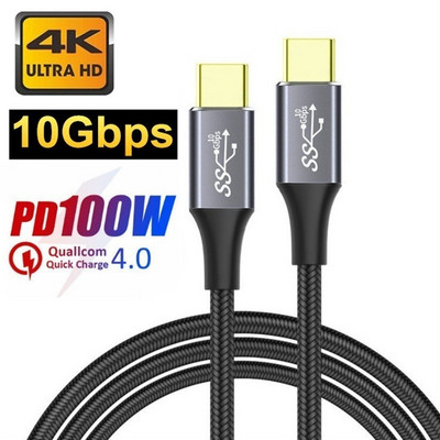 Kábel USB 3.1 Gen2 10 Gbps, Thunderbolt 3 4K Video 10 Gbps pre Macbook Pro 5A PD100W QC4.0 s rýchlym nabíjaním, kábel USB typu C