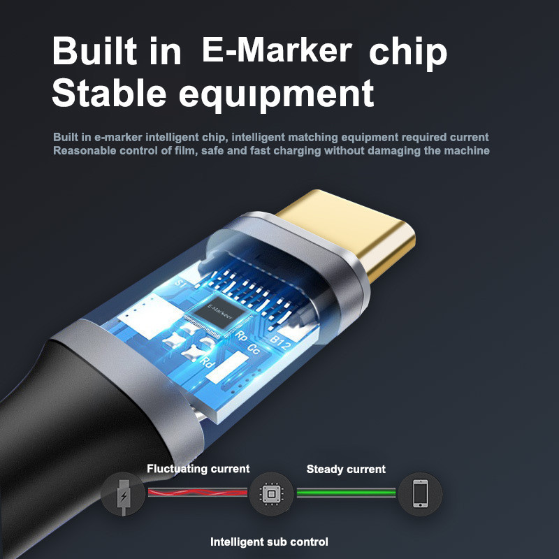 Kábel USB 3.1 Gen2 10 Gbps, Thunderbolt 3 4K Video 10 Gbps pre Macbook Pro 5A PD100W QC4.0 s rýchlym nabíjaním, kábel USB typu C