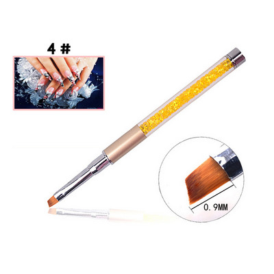 1 buc. Căptușeală pentru pictură cu gel UV Perie pentru pix pentru unghii Dispozitiv de îndepărtare a cuticulelor de cuarț, 10 culori, mâner cu mărgele, instrument pentru perie pentru arta unghiilor pentru manichiură