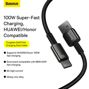 Baseus 100W USB Type C кабел за Samsung Pro кабел за бързо зареждане USB-C зарядно устройство Кабел за данни за Huawei P30 Realme Oneplus Poco F3