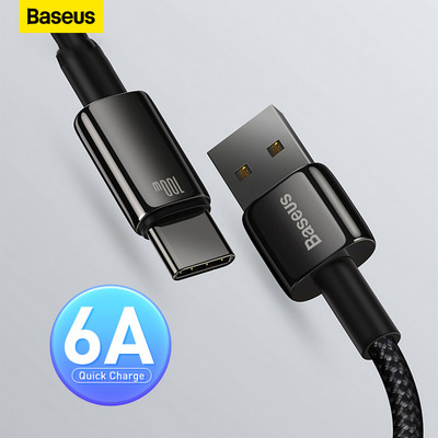 Baseus 100W USB Type C кабел за Samsung Pro кабел за бързо зареждане USB-C зарядно устройство Кабел за данни за Huawei P30 Realme Oneplus Poco F3