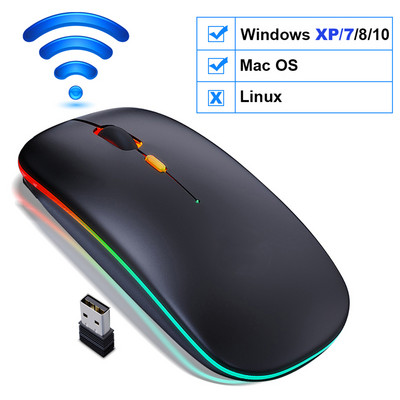 Vezeték nélküli egér RGB Bluetooth egér Vezeték nélküli számítógépes egér Gamer csendes USB Mause Ergonomikus egerek újratölthető PC laptophoz