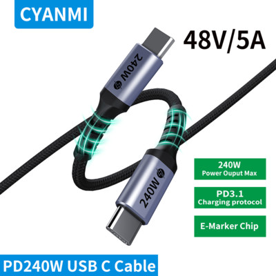 CYANMI 240W Καλώδιο USB Τύπου C Γραμμή τροφοδοσίας PD3.1 USB C σε USB C Για Nintendo Switch MacBook Fast Charging Cable 48V5A USB C PD100W