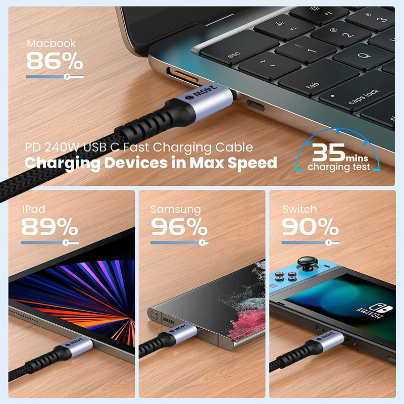 CYANMI 240W Καλώδιο USB Τύπου C Γραμμή τροφοδοσίας PD3.1 USB C σε USB C Για Nintendo Switch MacBook Fast Charging Cable 48V5A USB C PD100W