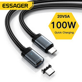 Essager 100 W-os mágneses C típusú kábel - USB C kábel PD 5A gyorstöltő adatkábel Macbook Pro-hoz Xiaomi Huawei P30 Pro Samsung