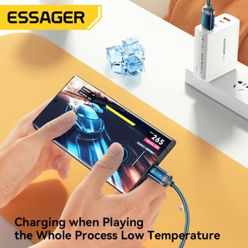 Essager 100W магнитен кабел тип C към USB C кабел PD 5A Кабел за данни за бързо зареждане за Macbook Pro Xiaomi Huawei P30 Pro Samsung